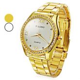 Unisex Diamond Dial Ouro aço analógico Quartz #00679840