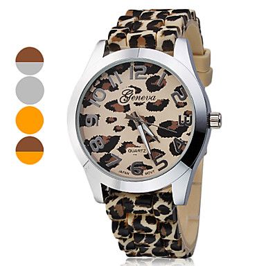 relógio quartz Leopard Print Pattern Dial Silicone #00711742